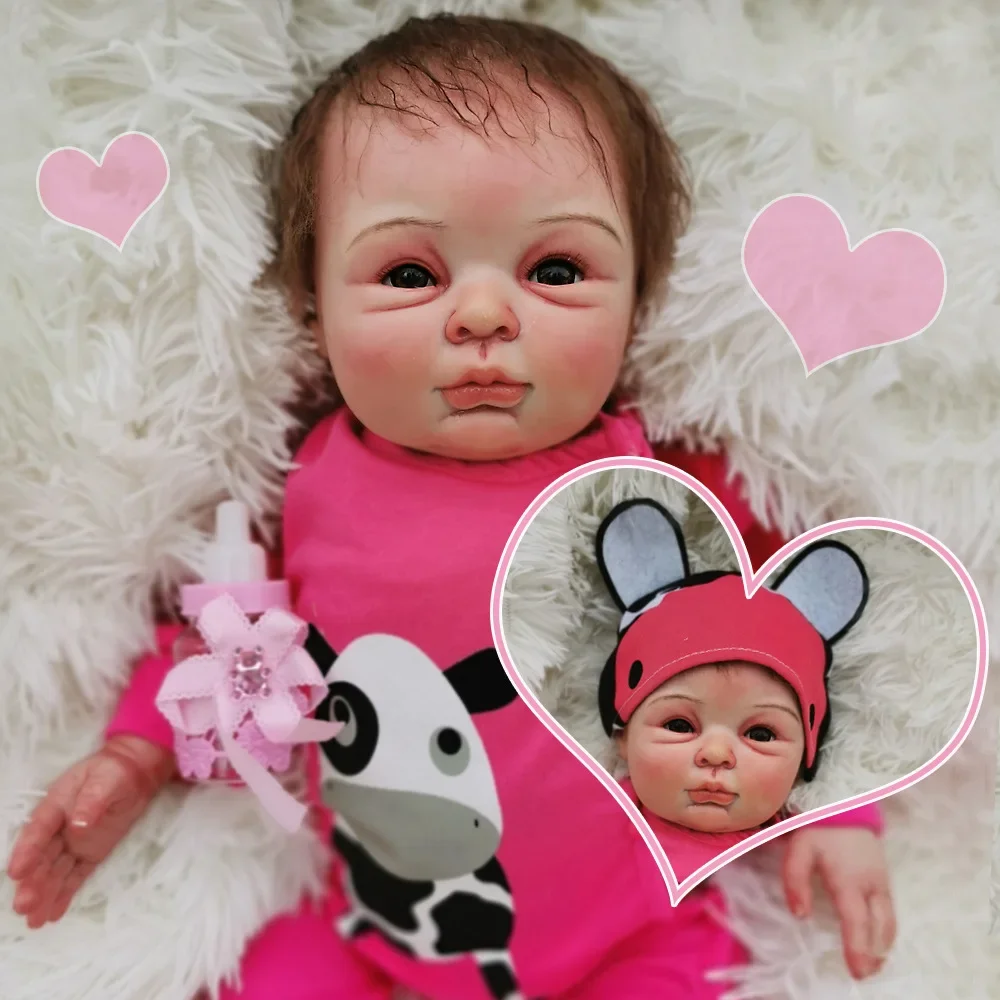 22 Inche Rebirth Baby Doll Made of Vinyl Rubber Limbs Cotton Body Cannot Be Bathed Reborn Baby Doll High Quality Realistic Baby