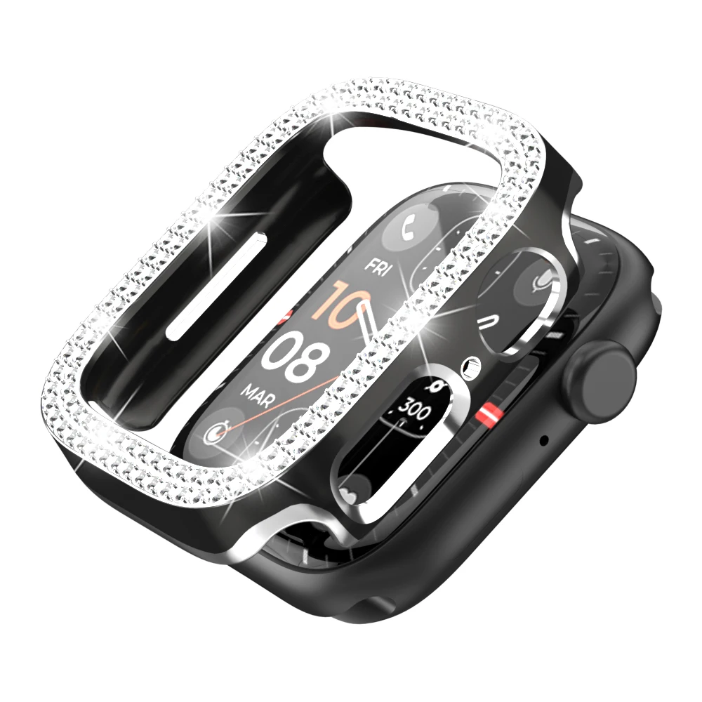 Diamond Full Protective Case for Apple Watch Series 8 7 41MM 45MM Cover For iWatch 6 SE 5 4 3 38MM 42MM 40mm 44mm Accessories