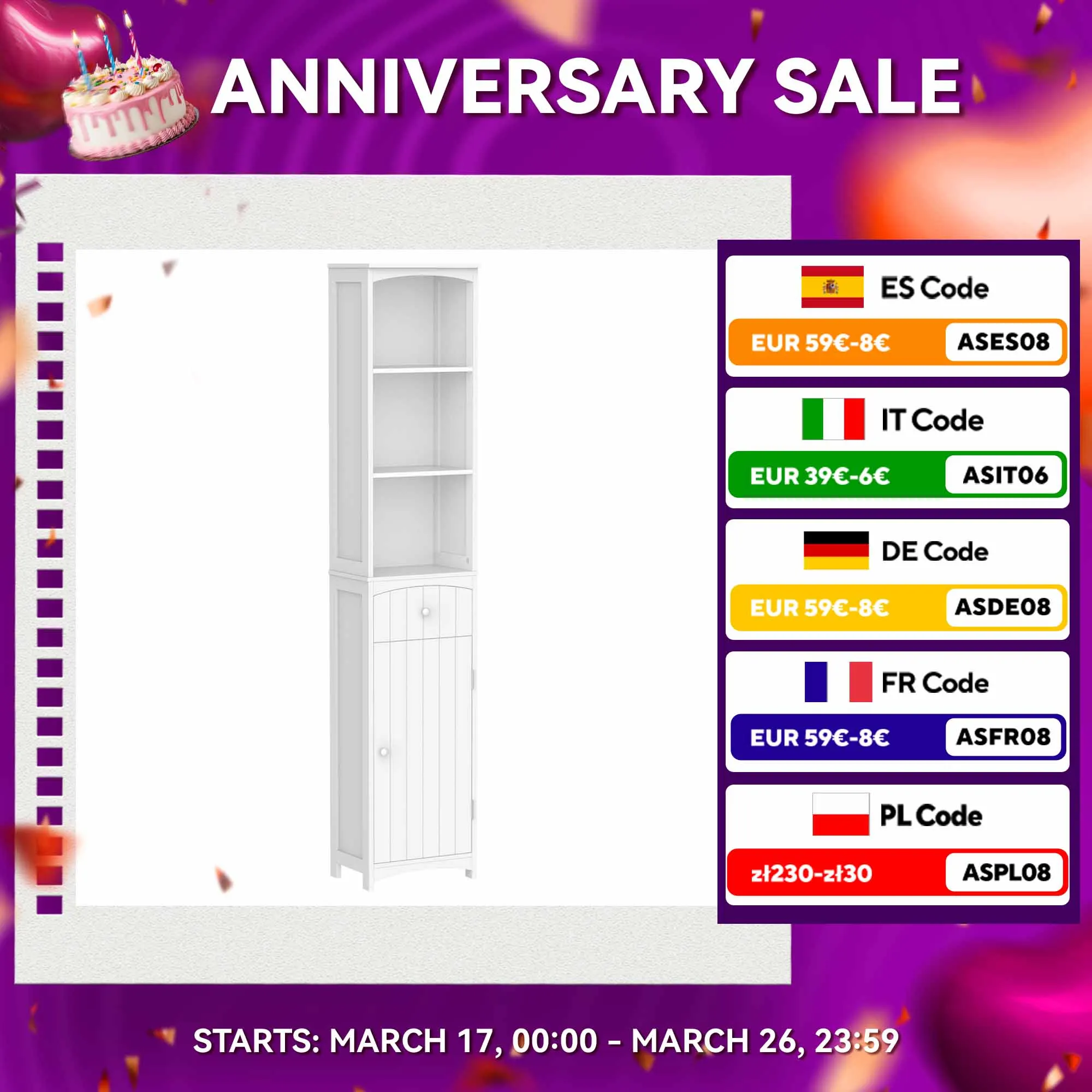 Kleankin Armario Columna Multiusos Cuarto baino con Estantes muslimate