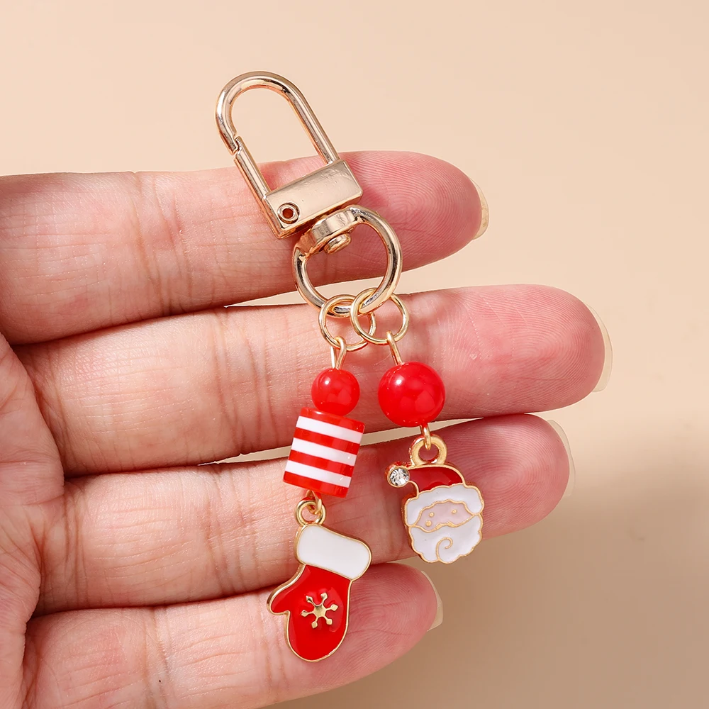 Aihua Niedlicher Y2K Weihnachts-Schlüsselanhänger mit Perlen, Weihnachtsbaum, Schneemann und Weihnachtsmann für Damen und Herren, Neujahrs-Schmuckgeschenke – Detail 19