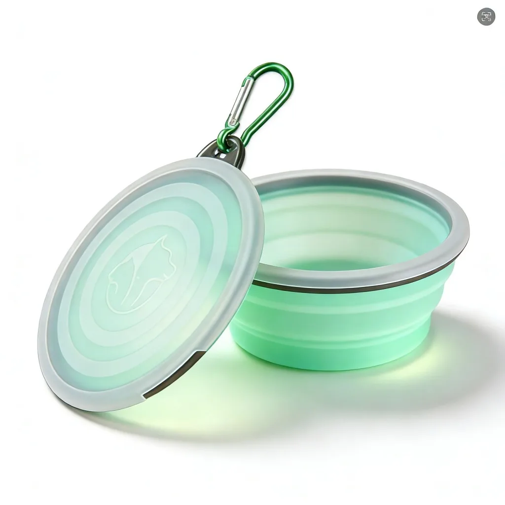 Outdoor Dog Bowl Collapsible, TPE Material & ABS Base, Leak-Proof Cover & Hanging Clip, 3 Sizes for Hiking, Beach, Park - Detail 1