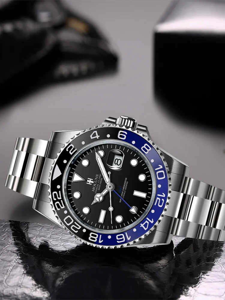 Holuns orologi meccanici automatici di lusso da uomo per uomo orologio luminoso impermeabile in acciaio inossidabile con vetro zaffiro da polso alla moda