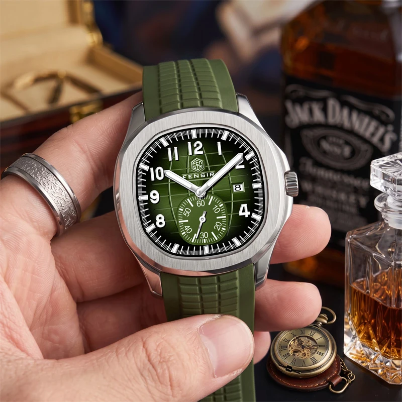 Light Luxury Style Men's Quartz Watch, Rubber Strap, Calendar, Small Second Dial, Luminous Hands, Waterproof, Sports, Business, Versatile Men's Wristwatch Gift
