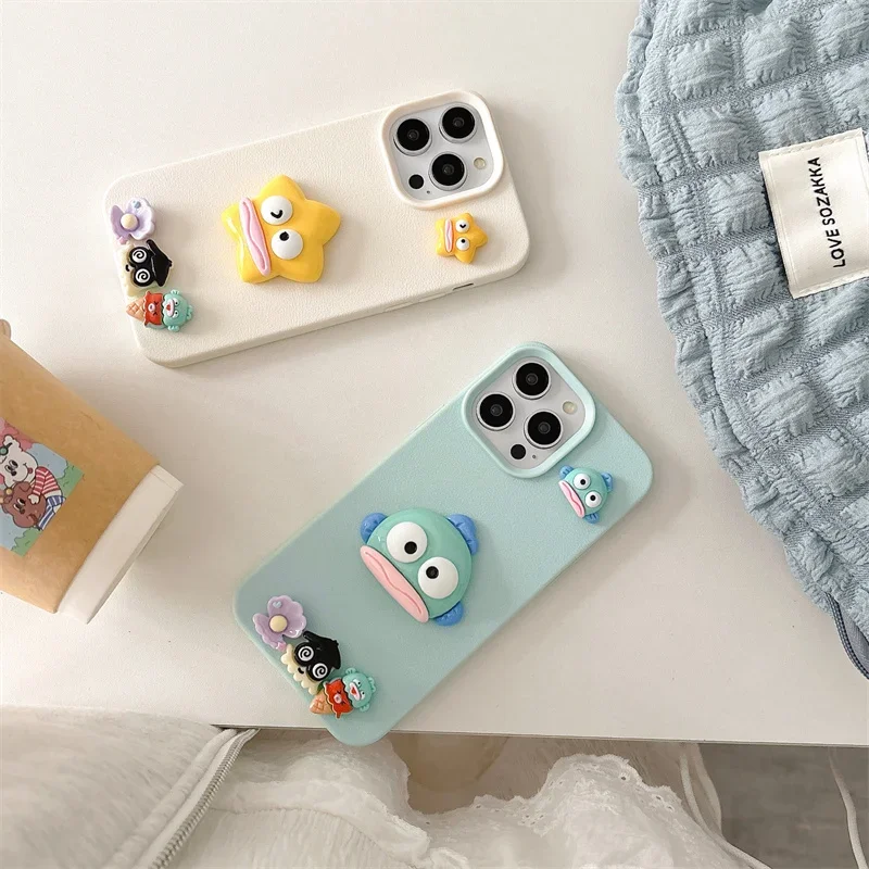 3D Phone Case for iPhone Three-Dimensional Cute Little fish Silicone Protective Cover Fun 15 14 12 13 11 Pro Max 16 P Soft shell