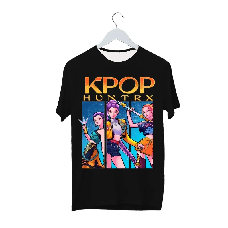 2026 الساخن هنتركس Kpop شيطان الصيادين تي شيرت للبنين بنات المشجعين هدية الصيف طاقم الرقبة قصيرة الأكمام تيز موضة الاطفال تي شيرت