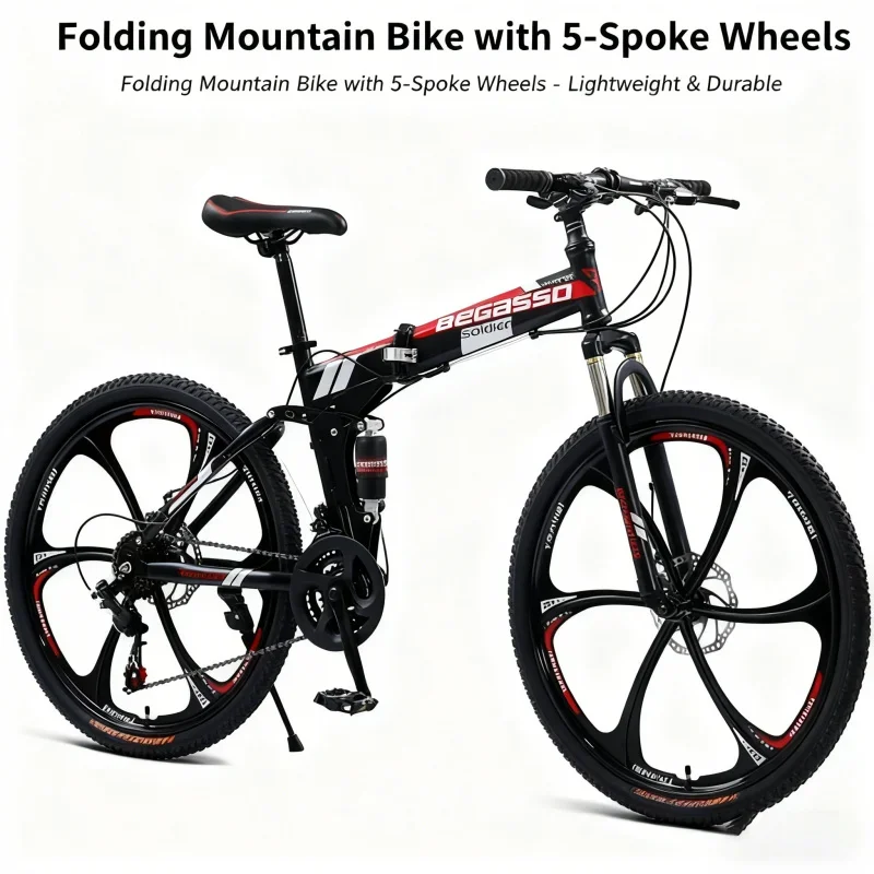 

Adult Folding Mountain Bike High Configuration Six Blade Wheel Black Variable Speed Soft T Cross-Border Wholesale