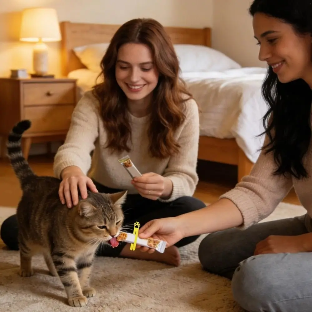 Cute Cat Paw Design Cat Treat Squeeze Spoon No Waste 3D Printed Cat Snack Extruder Sturdy Mess-Free Cat Strip Squeezer