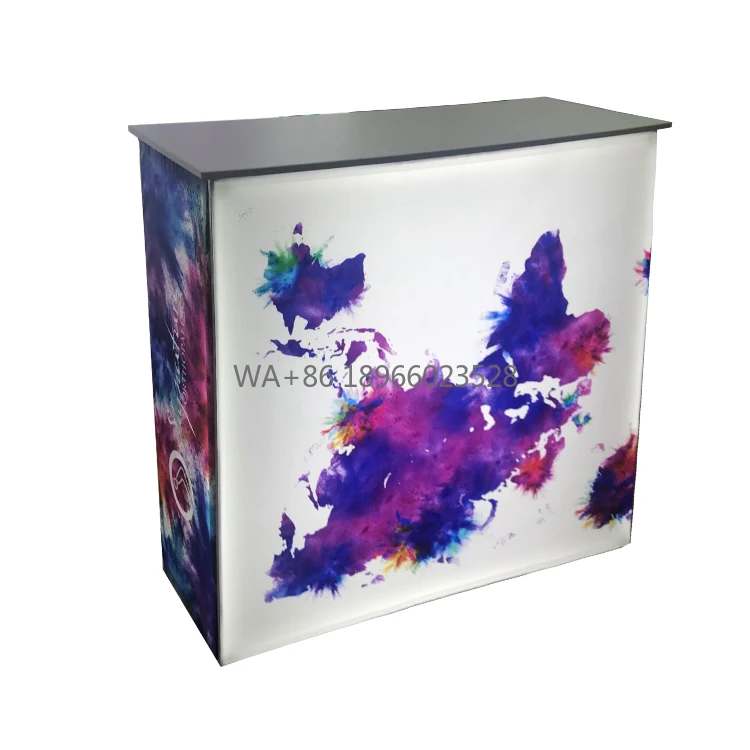 Led Foldable Customized Graphic Backlit Popup Display Promotion Advertising Reception Table Counter for Trade Show Shop Display