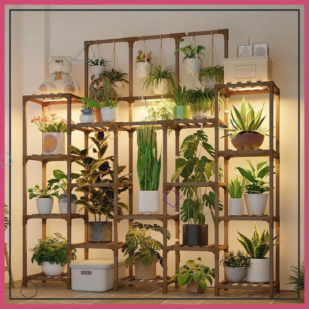 

14-Tier Indoor Plant Stand with Grow Light, Heavy Duty Shelf for Living Room Patio Decor
