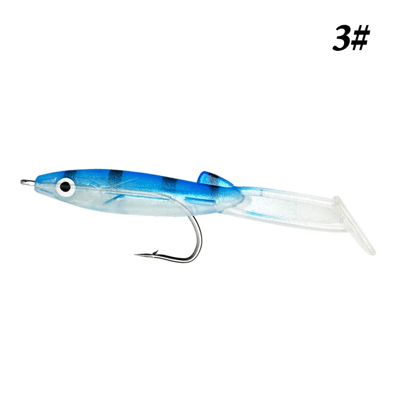 6pcs/lot Fishing Lure Fish Eel Lure white Blue Soft Baits with hook 8cm 2.3g Small Fish Eel Artificial bait Pesca Leurre