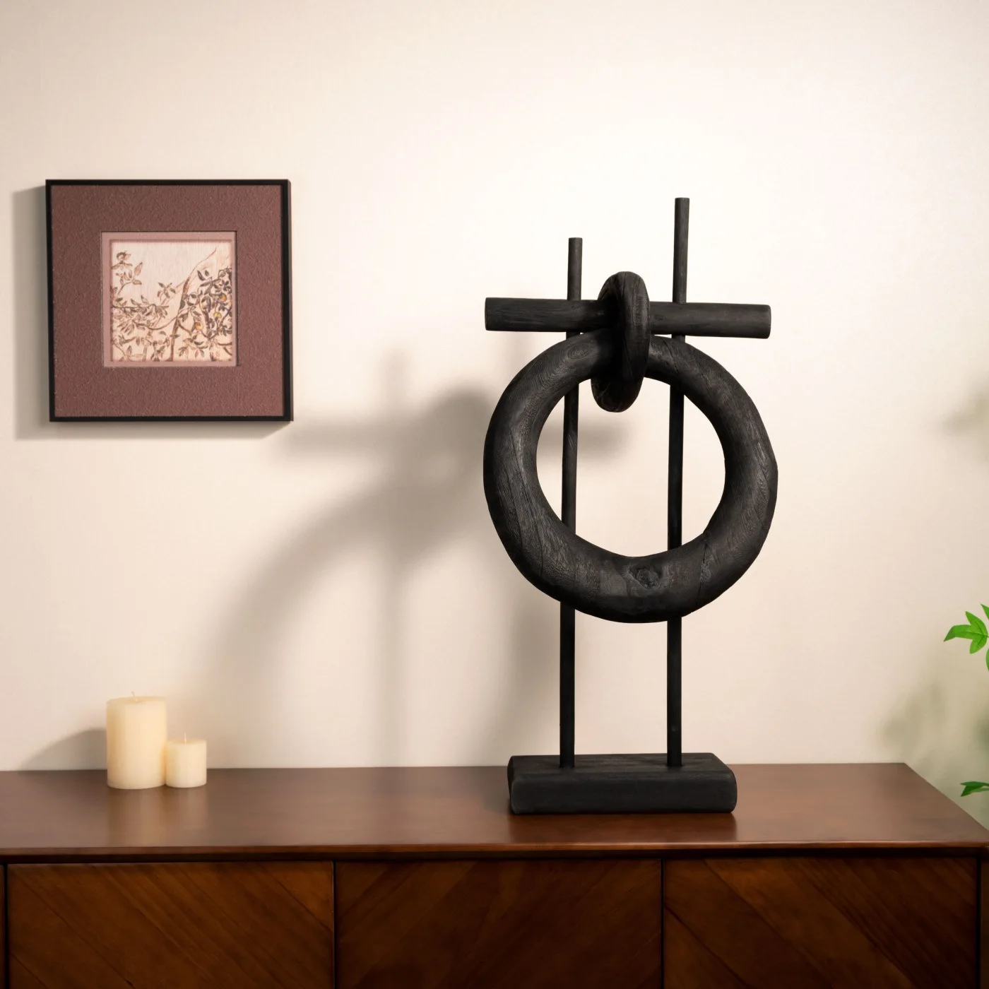 PYJ black geometric buckle pendulum, high-end desktop decoration, living room decoration