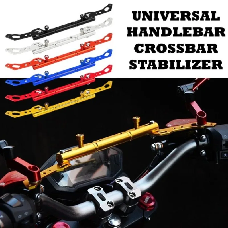 1Pc Multifunctional Motorcycle Handlebar Stabilizer,  Alloy Balance Bar with Phone Holder, Adjustable Cross Bar Brace