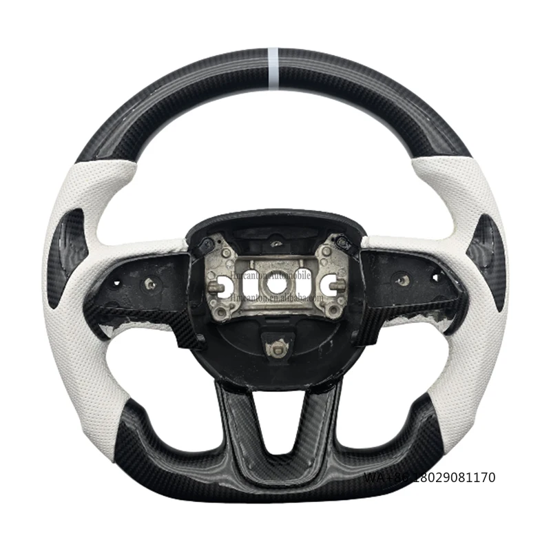 

Новые продукты Перфорированный кожаный руль из углеродного волокна для автомобильного руля Dodge Challenger SRT