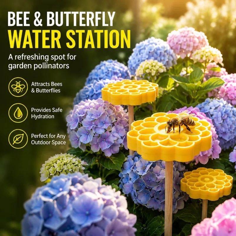 3D Printed Honeycomb Insect Water Station Outdoor Garden Pollinator Drinker Safe Self-service Water Feeder for Honey Bees