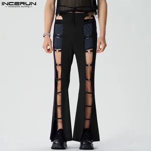 INCERUN 2024 American Style Trousers Stylish Sexy Men's Hollow Tight Elastic Design Pant Leisure Male Streetwear Pantalons S-5XL