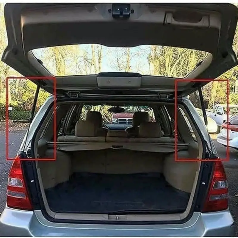 M76E Vehicle Rear Door Support Replacements, Black Metal Gas Support Pair with Visible End Mounting Fittings, Part Numbers