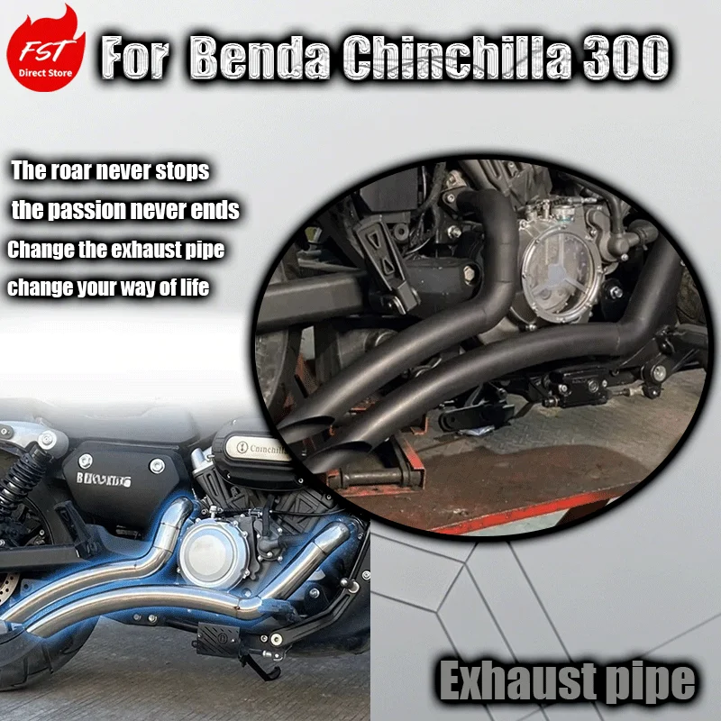 For Benda Chinchilla 300 modified retro sweeping exhaust pipe Harley VH exhaust two out two straight rows