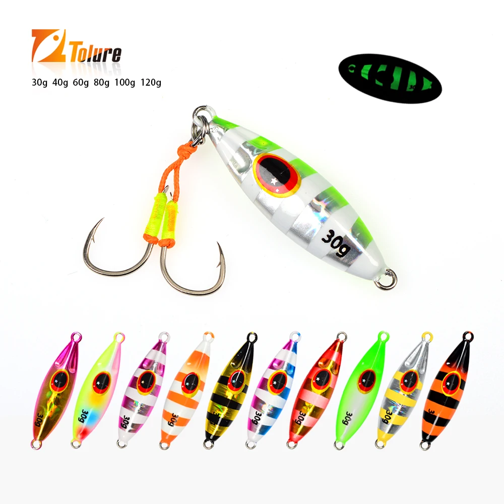 TOLU Slow Sinking Metal Jig Lure 30g 40g 60g 80g 100g 120g Saltwater Fishing Lure Shore Casting Vertical Metal Jig