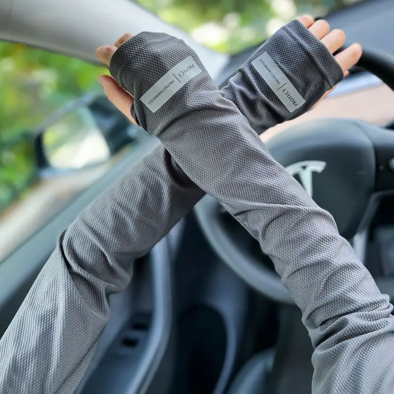 Extra Large Men's Sun Protection Ice Sleeves for  Summer Outdoor UV Protection Wide Loose Arm Sleeves Driving Gloves