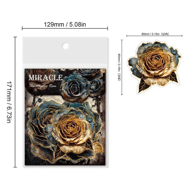 10Sheets Rose Flower Bronzing Romantic Handbook Base Foil Decoration Scrapbook Supplies 171*129MM PET Sticker Mystery