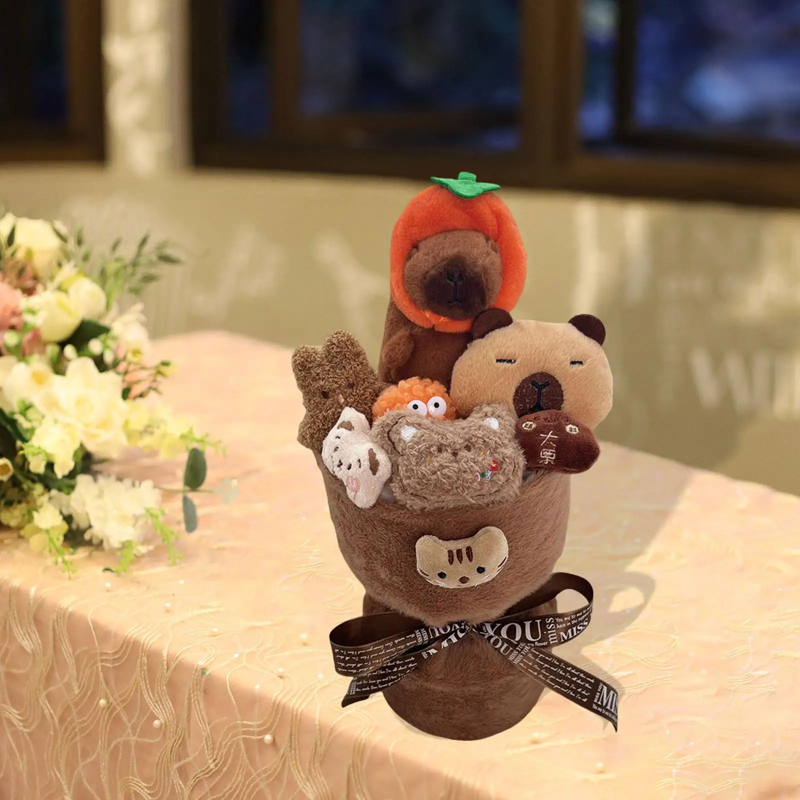 Plush Doll Bouquet Plush Toy Cute Home Decoration Artificial Flower Bouquet Stuffed Animal Doll for Graduation,Valentines Day