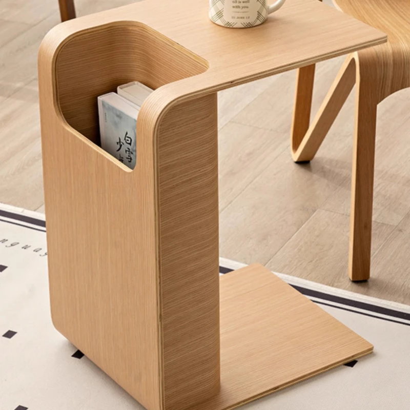 

Wood Nordic Edge, Solid Danish Sofa Designer Magazine Edge, Wabi Sabi Style Modern Style Edge Cabinet, C-shaped Small Table