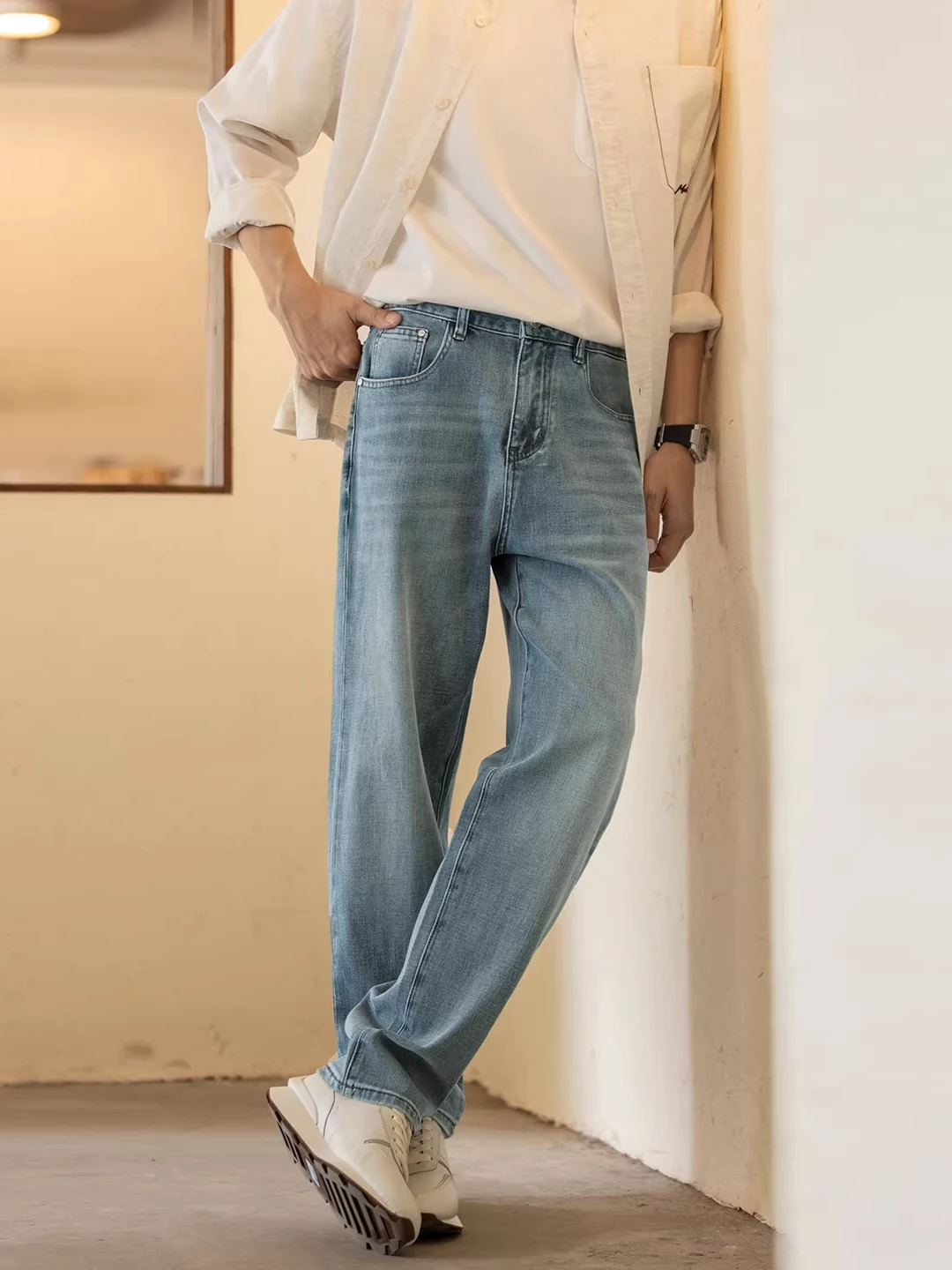 

Men's Straight Leg Jeans Cleanfit Series mid Waist Retro Waed Casual Commute Spring Autumn New Sle Comfortable Long Pants