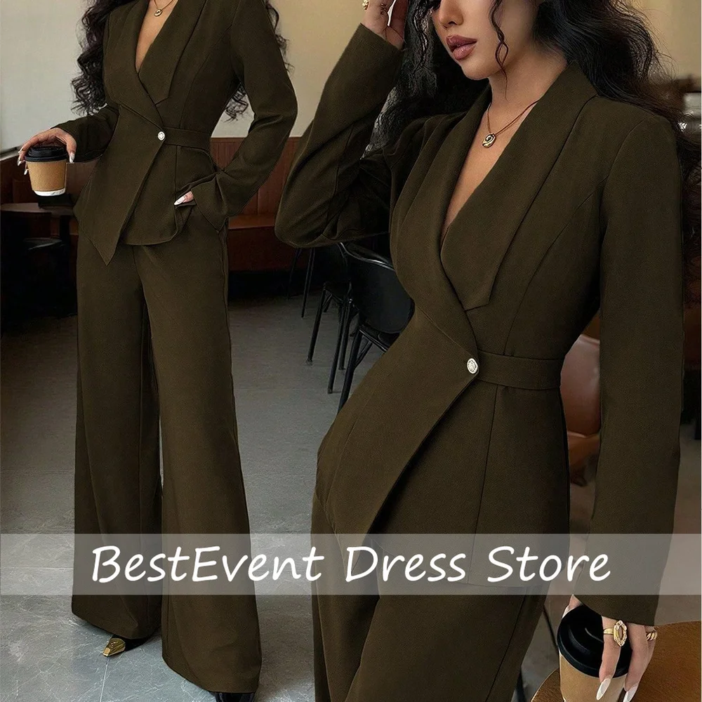 Elegant Office Lady Professional Suit Two Pieces Classic Shawl Single Button Outfit High Quality Women's Tailored Set Customized