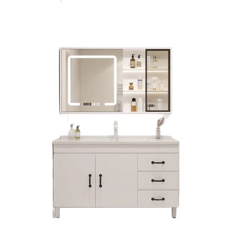 Bathroom cabinet combination ceramic integrated basin modern simple face wash basin cabinet wash table floor type