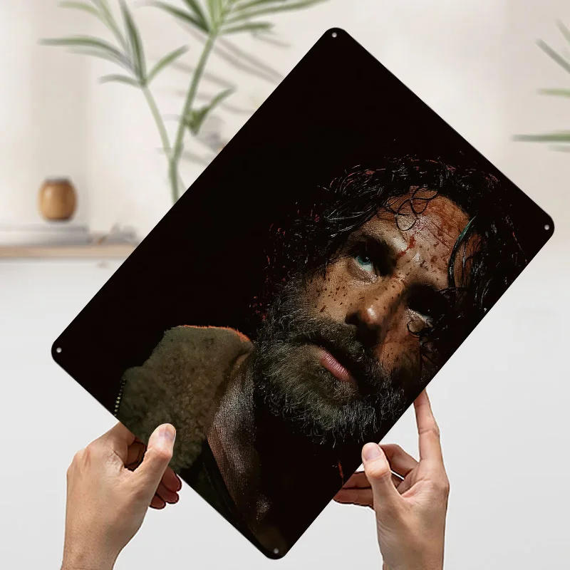The Walking Dead Rick Grimes Portrait 3D Printed Texture Poster Personalized Wall Art Retro Metal Tin Signs for Room Decorations - view 3