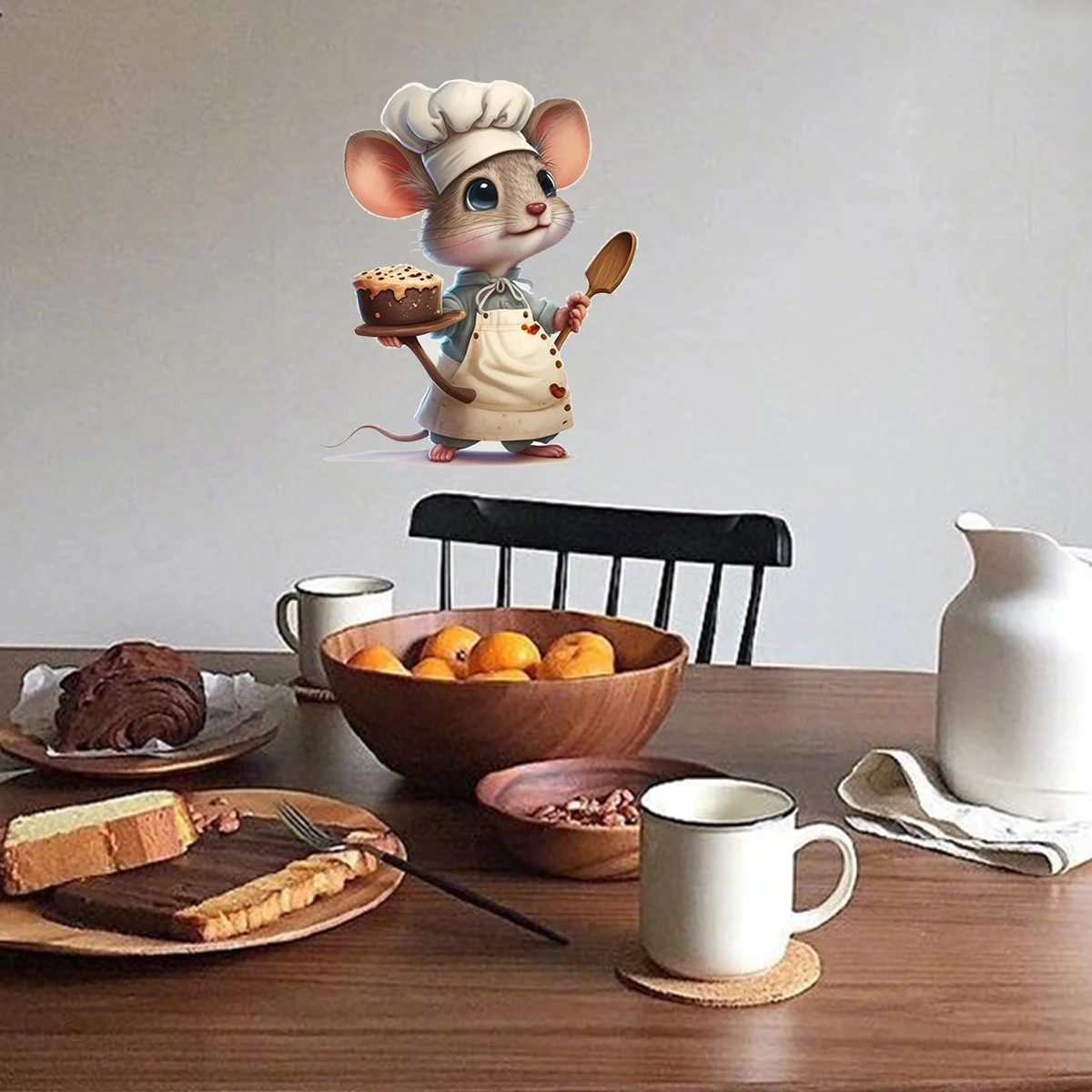 Cartoon Cute Little Mouse Chef Series Wall Stickers, Home Furnishings, Restaurant Decorations, Self Adhesive Paintings