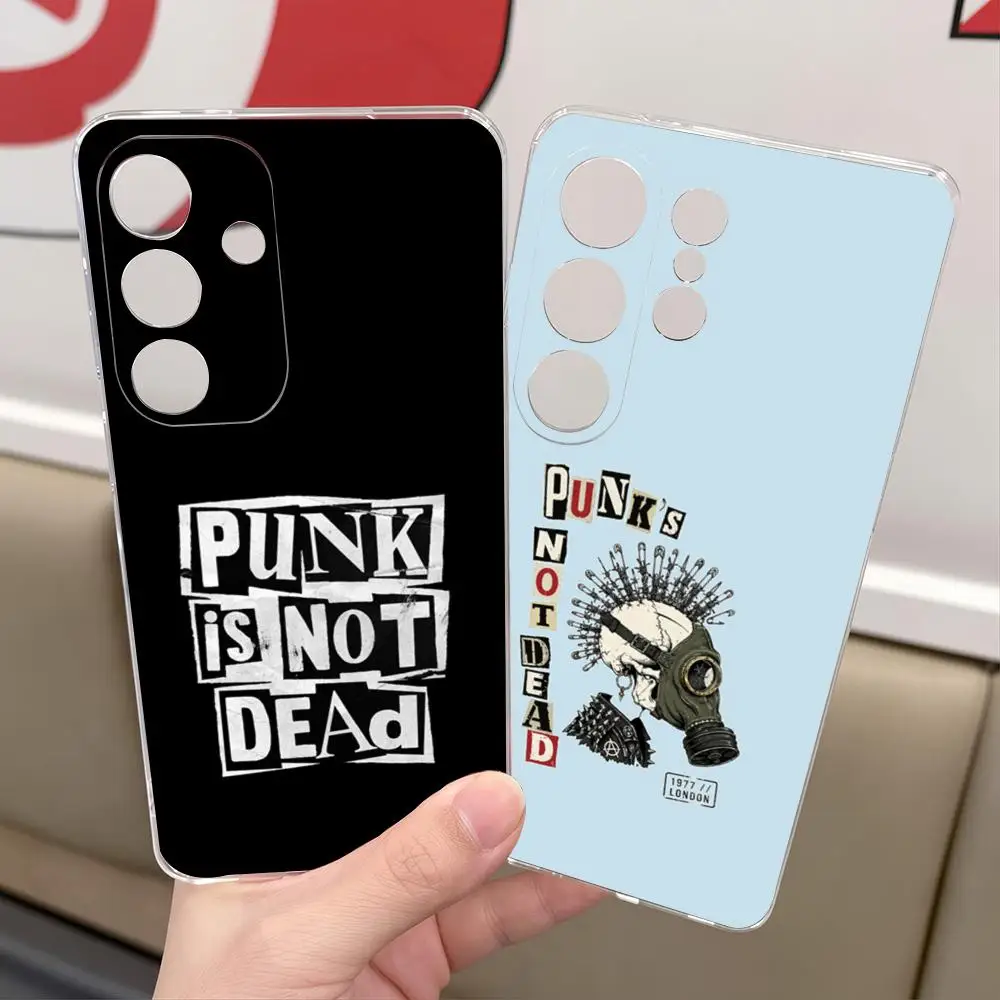Punks Not Dead Phone Case For Samsung S26 S25 S24 S23 S22 Ultra Plus FE A55 15 16 4G 5G Shockpoof Transparent Cover