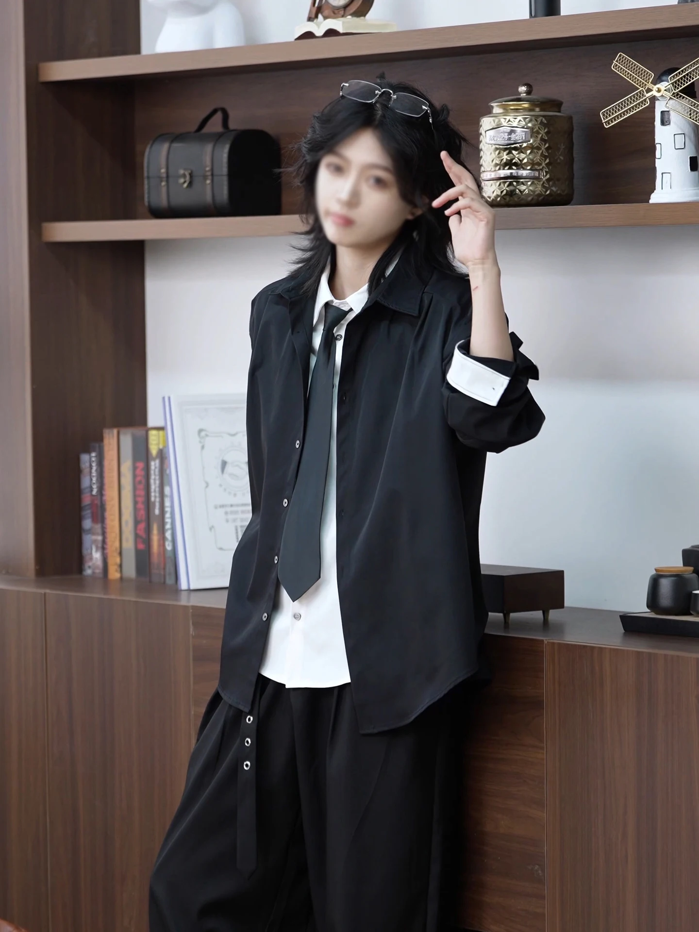 

Men's irt Fake Two-Piece Suiting Polyester Fiber Long Sve Stand Fit Autumn Commuting Faion Dapper Plaid Design