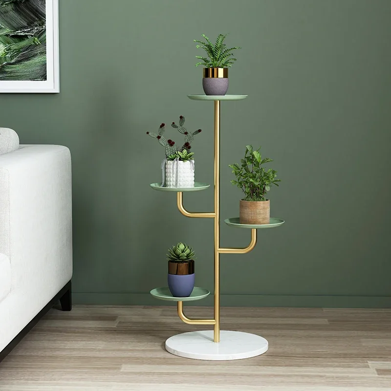 Nordic Multi-Layer Gold Plant Stand Iron Flower Pots Shelves Living Room Plant Stand Stable Load-Bearing Rack Indoor Garden