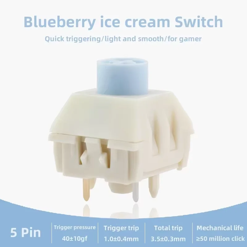 

Kailh BOX Blueberry Ice Cream Pro Switch Linear 5 Pin Quick Trigger For Mechanical Keyboard Custom MX Switch Game PC Accessories