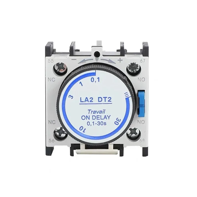 LA2 DT0 DT2 DT4 On Delay Time Delay 0.1-3S 0.1-30S 10-180S LA3 DR0 DR2 DR4 OFF Delay Relay Contactor Auxiliary Contact Block