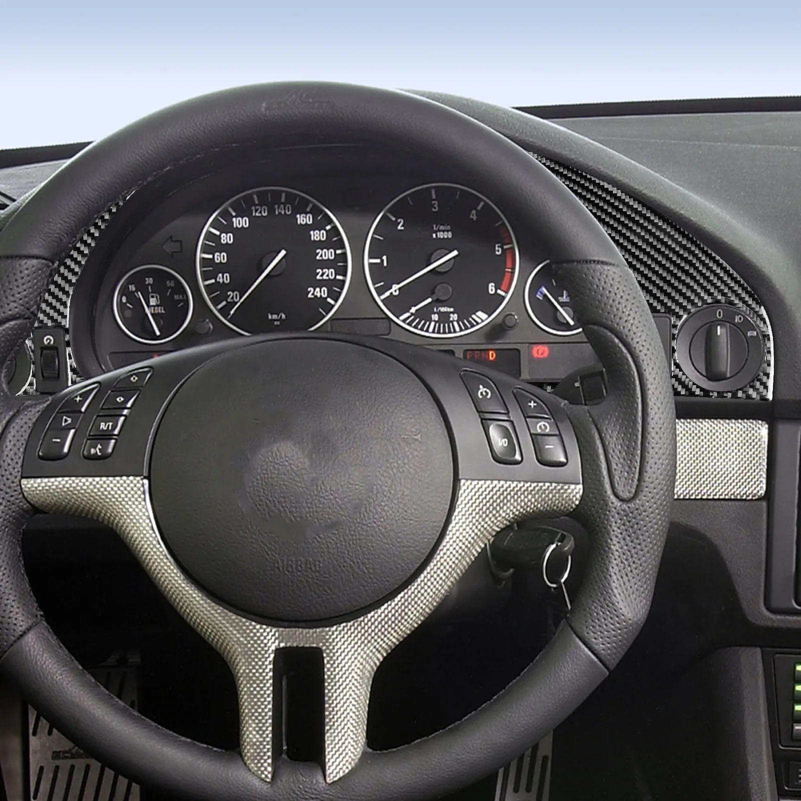 Real Carbon Fiber Car Accessories Speedometer Panel Cover Soft Sticker For BMW 5 Series/M5 E39 1998 1999 2000 2001 2002 2003