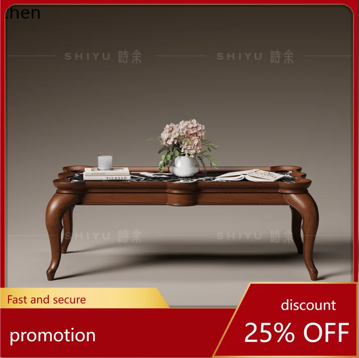 HXL Coffee Table American Retro Coffee Table Solid Wood Rectangular Living Room Home Use