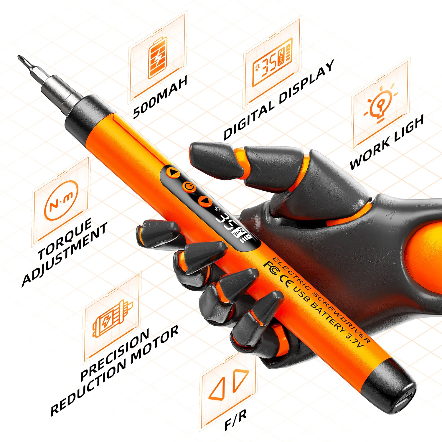 Multi functional precision electric screwdriver set, 47 in one, quiet, durable, long-lasting, high torque, small digital display
