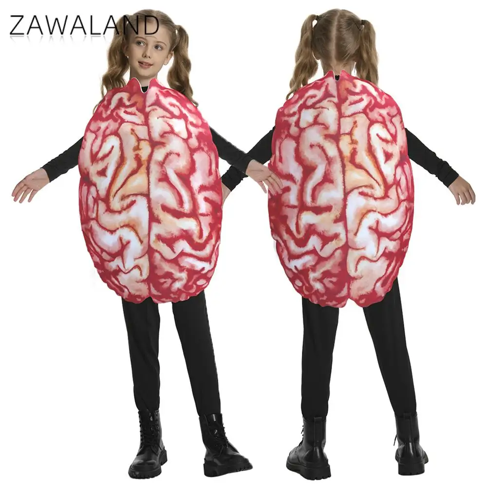 

Zawaland Girl Boy Brain Themed Halloween Costume Novelty Organ Party Outfit Carnival Fancy Disguise Wear Stage Performance Suit