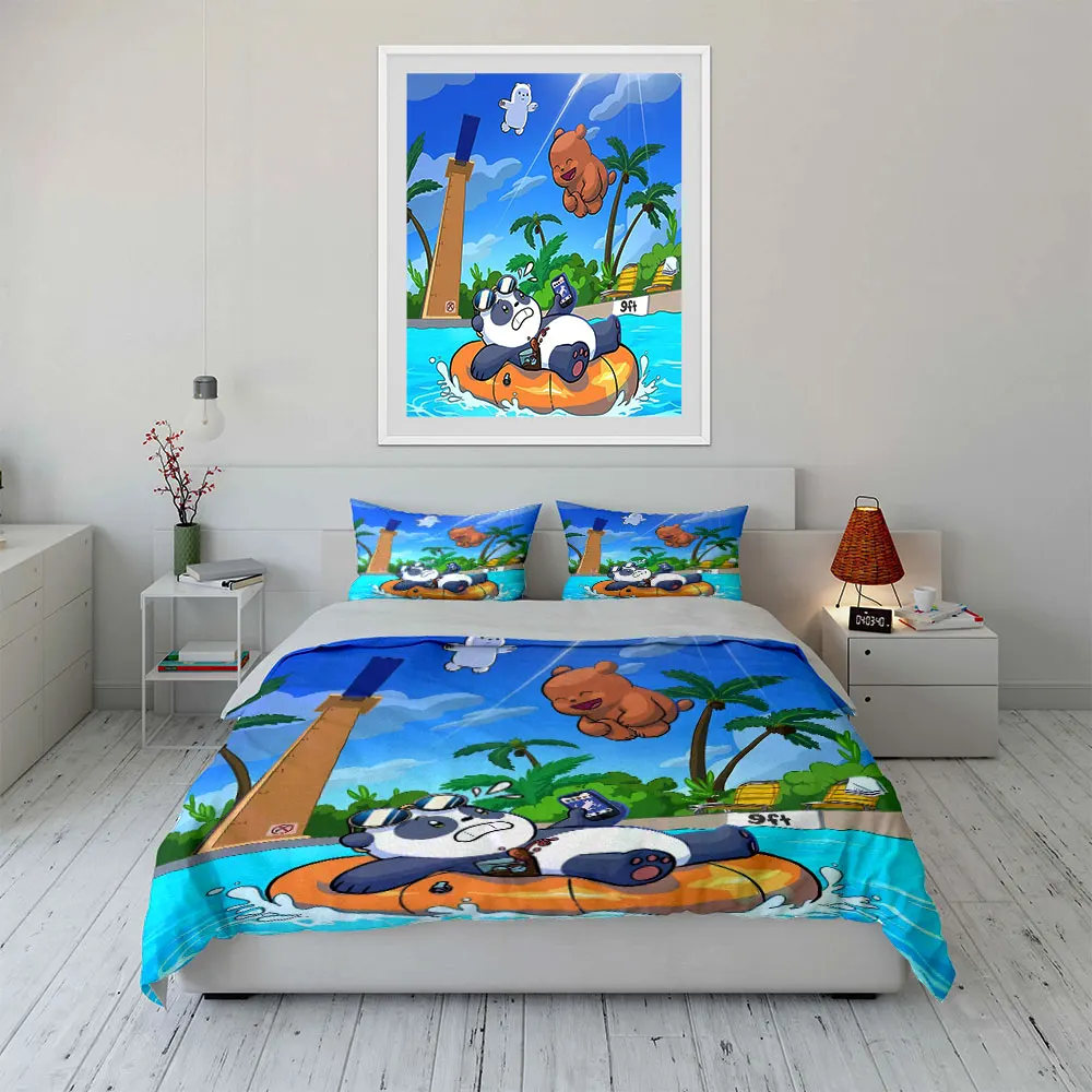 

"Cartoon Pool Party Set" Bedding Set with 1 Duvet Cover 2 Pillowcases Single Double King Queen, Gift