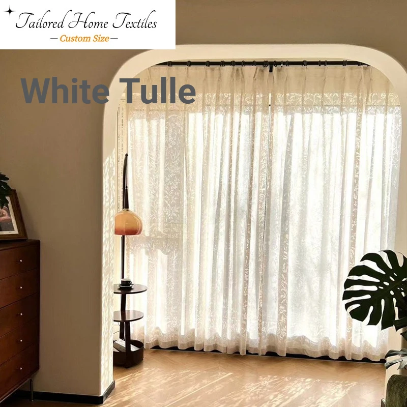 White Tulle Luxury Curtains for Living Dining Room Bedroom Window Screens Modern Fabric Custom Size Fashion Elegant Decor