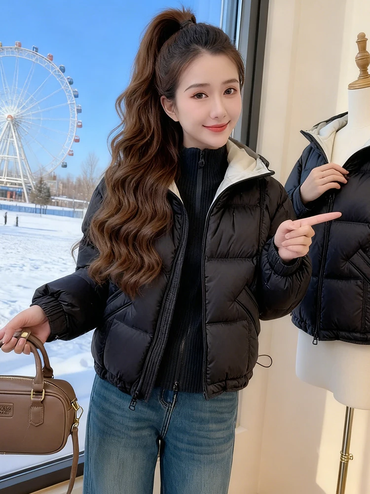 

Korean Sle Hooded ort Cotton Jaet Women's Thiened Warm Loose Bread Coat Winter New Arrival Faion Outerwear