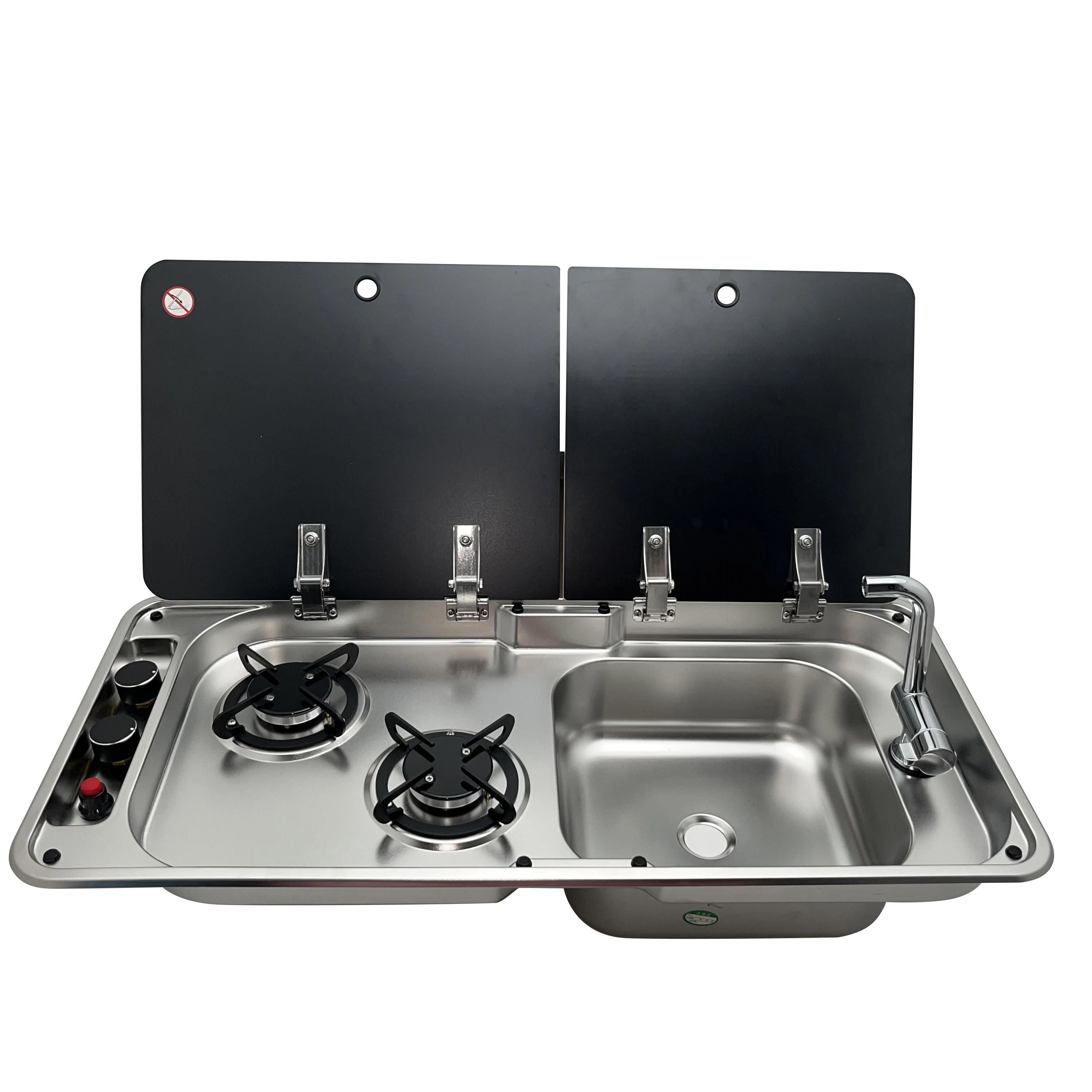 

Caravan Stainless Steel Camping Lpg Rv Gas Stove and Sink Kitchen 2 burner Gas Stove With Tap Cooker