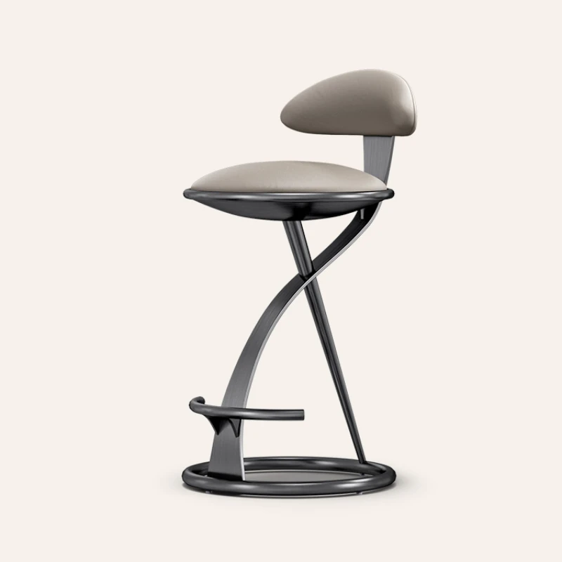 

Bar chair, modern and simple, luxurious villa, leather bar chair, new stainless steel household high stool