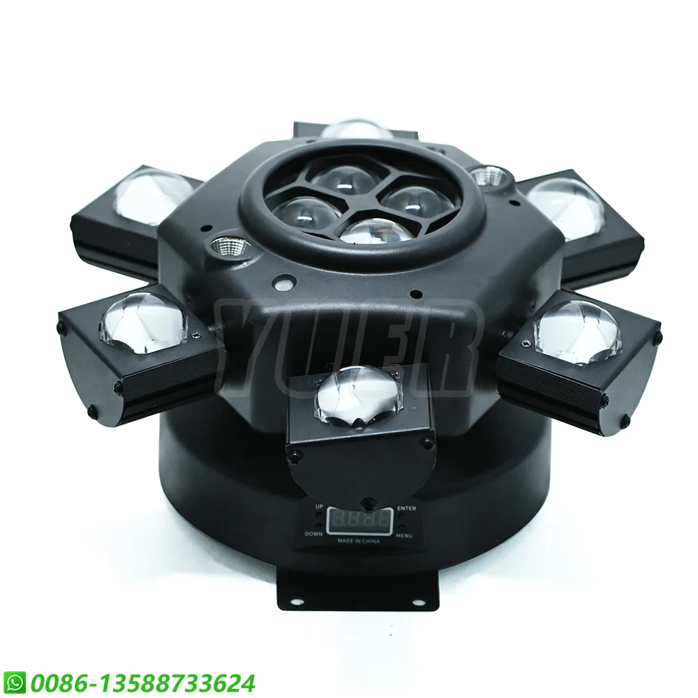 LED Moving Head Laser Projector Lamp, 6 Braços, 10x10W, RGBW, Iluminação Palco, Festa, DJ, Som Estroboscópico Ativado, DMX 512, Disco Música, Clube