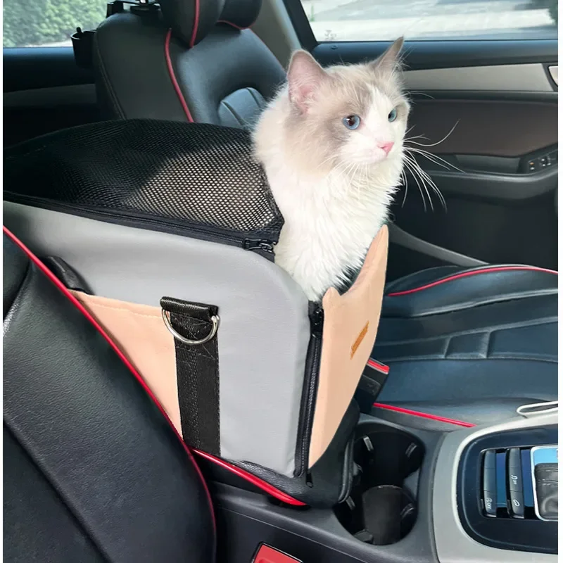 Travel Central Control Pet Basket Comfortable Handheld Carrier for Cats Car Armrest Box with Breathable Design Travel Bag