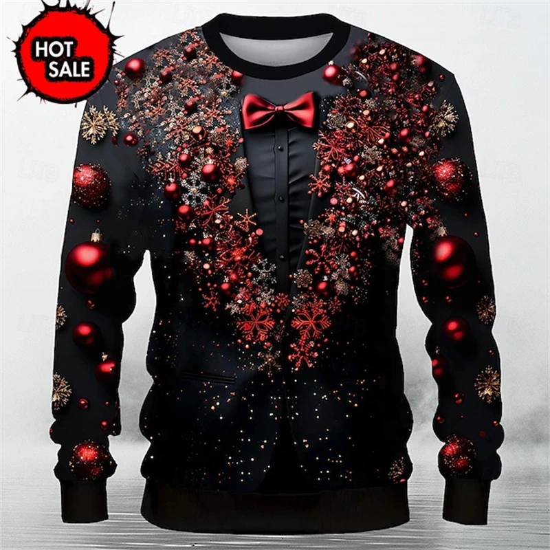 Fake Suit Ugly Christmas Sweater Santa Cosplay Sweatshirt For Women Mens Funny Xmas Ugly Sweaters Kids Party Suit Pullovers Tops