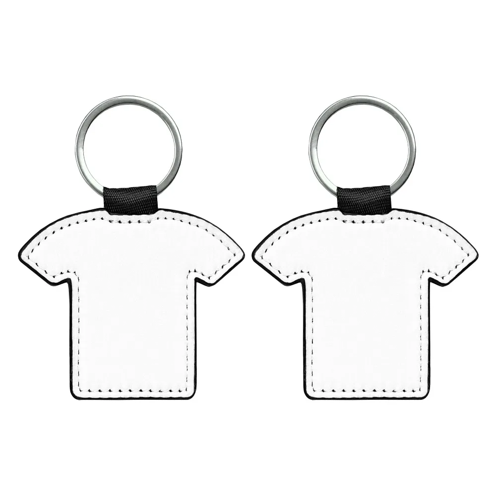 DIY Dye Sublimation Blanks Keychain PU Leather Creative Heat Transfer Keyring Rectangle Pebbled Grain