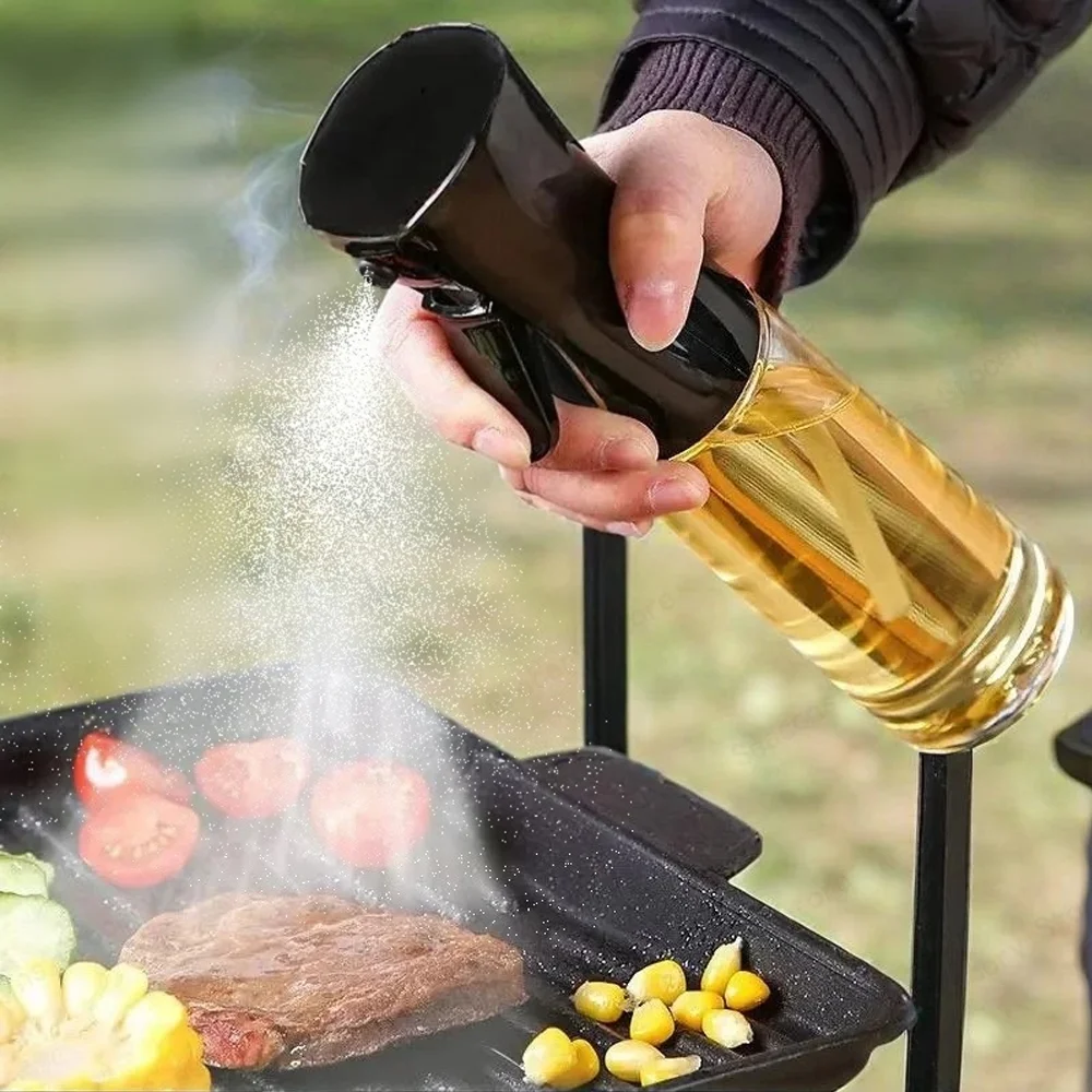 Household Atomized Olive Oil Spray Bottle 200/300/500ML Mist Oil Tank Portable Sprayer For Air Fryer BBQ Kitchen Cooking Gadget